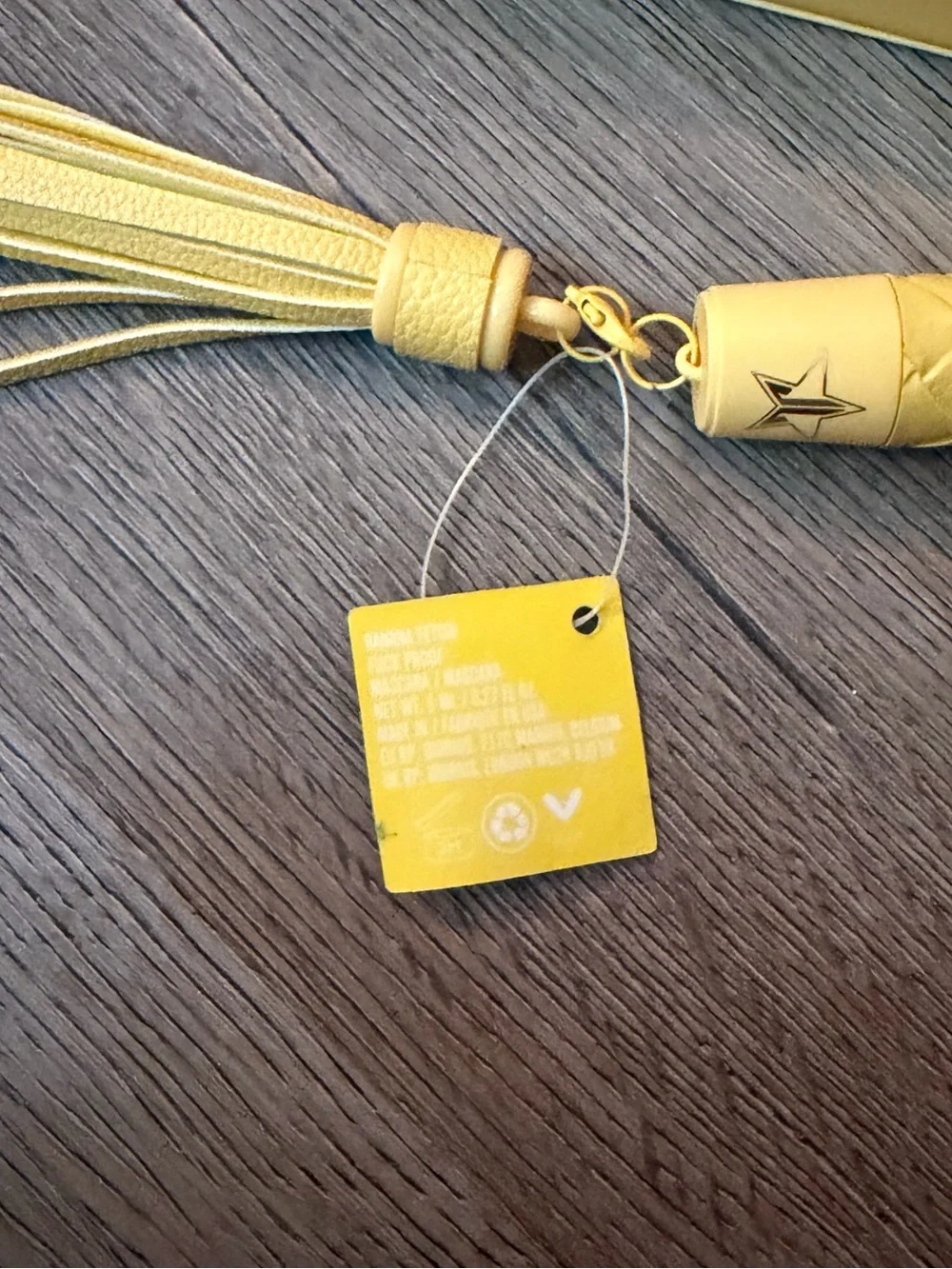 Jeffree Star F*CK Proof Yellow Braided Leather Tassel Mascara w/charm